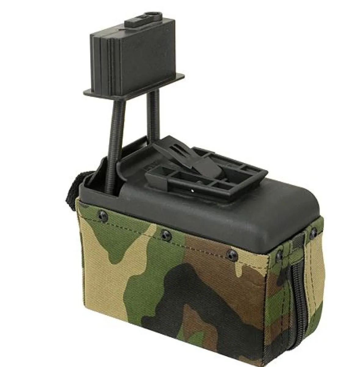 Softair.Zone M249/MK46 1500 Schuss elektrisches Box Mag Woodland